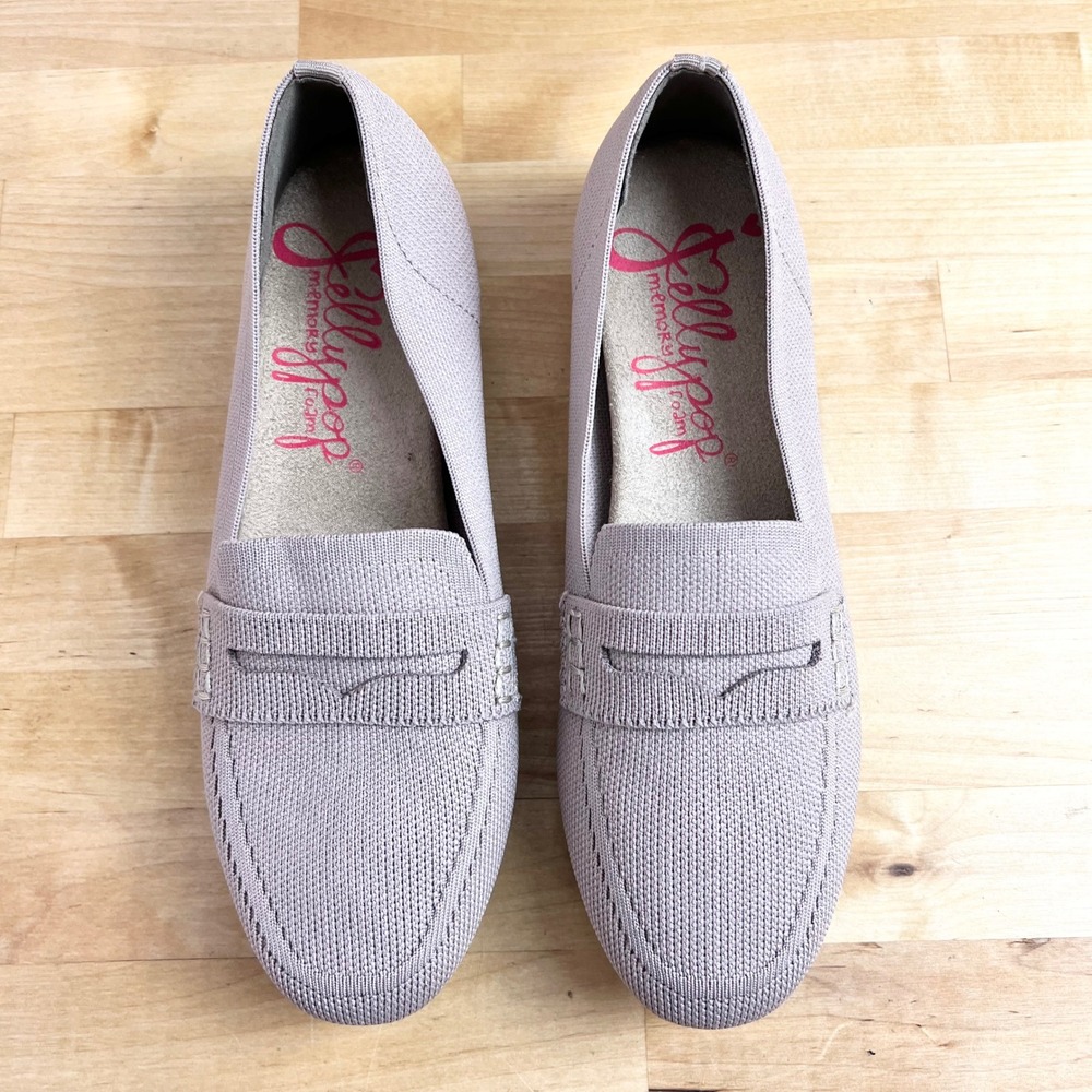 Jellypop Knit Penny Loafers Taupe Memory Foam Slip On Flat‎ Shoes Size 6.5